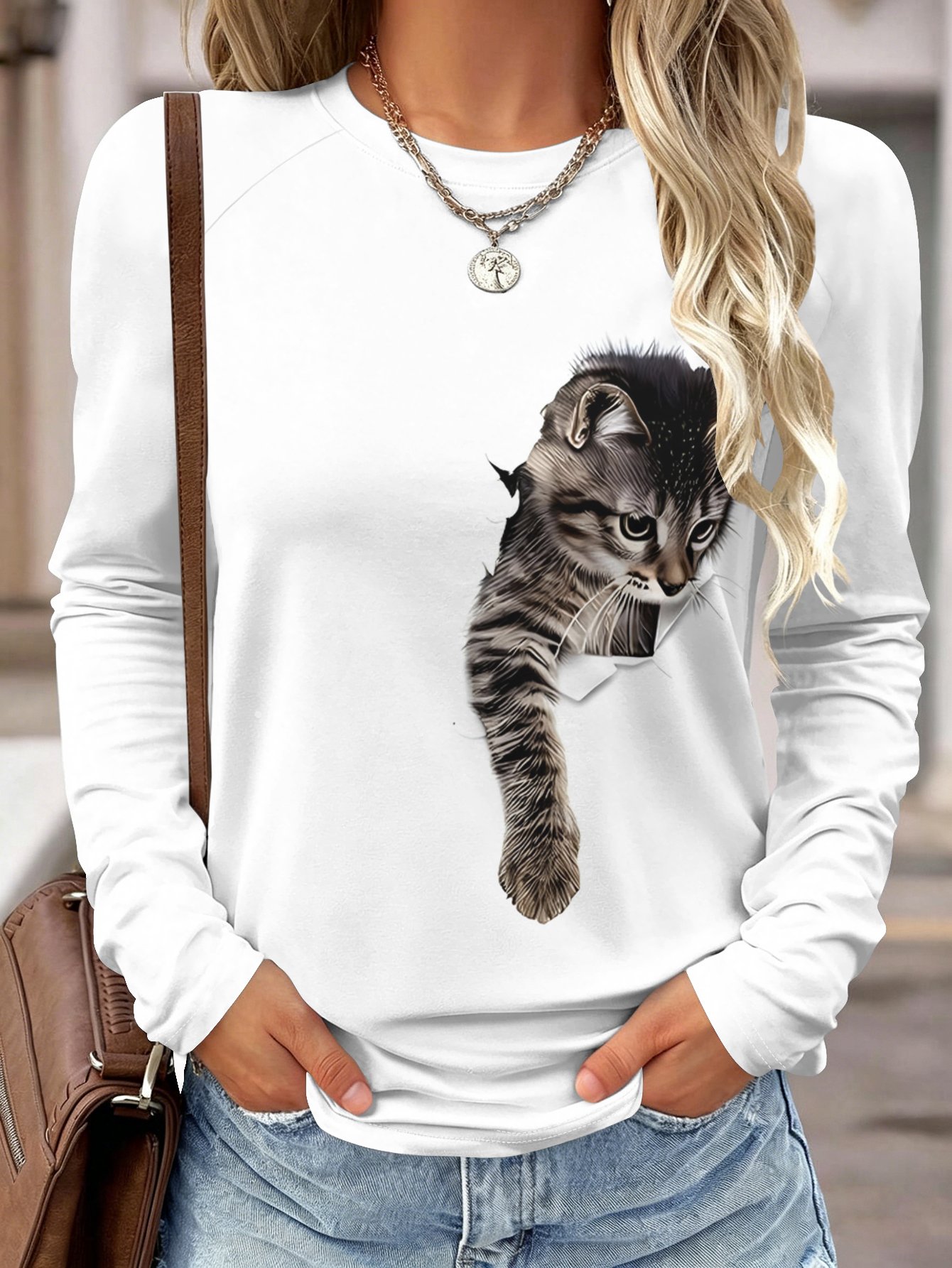 Blouses - Camisa de manga comprida para mulher,