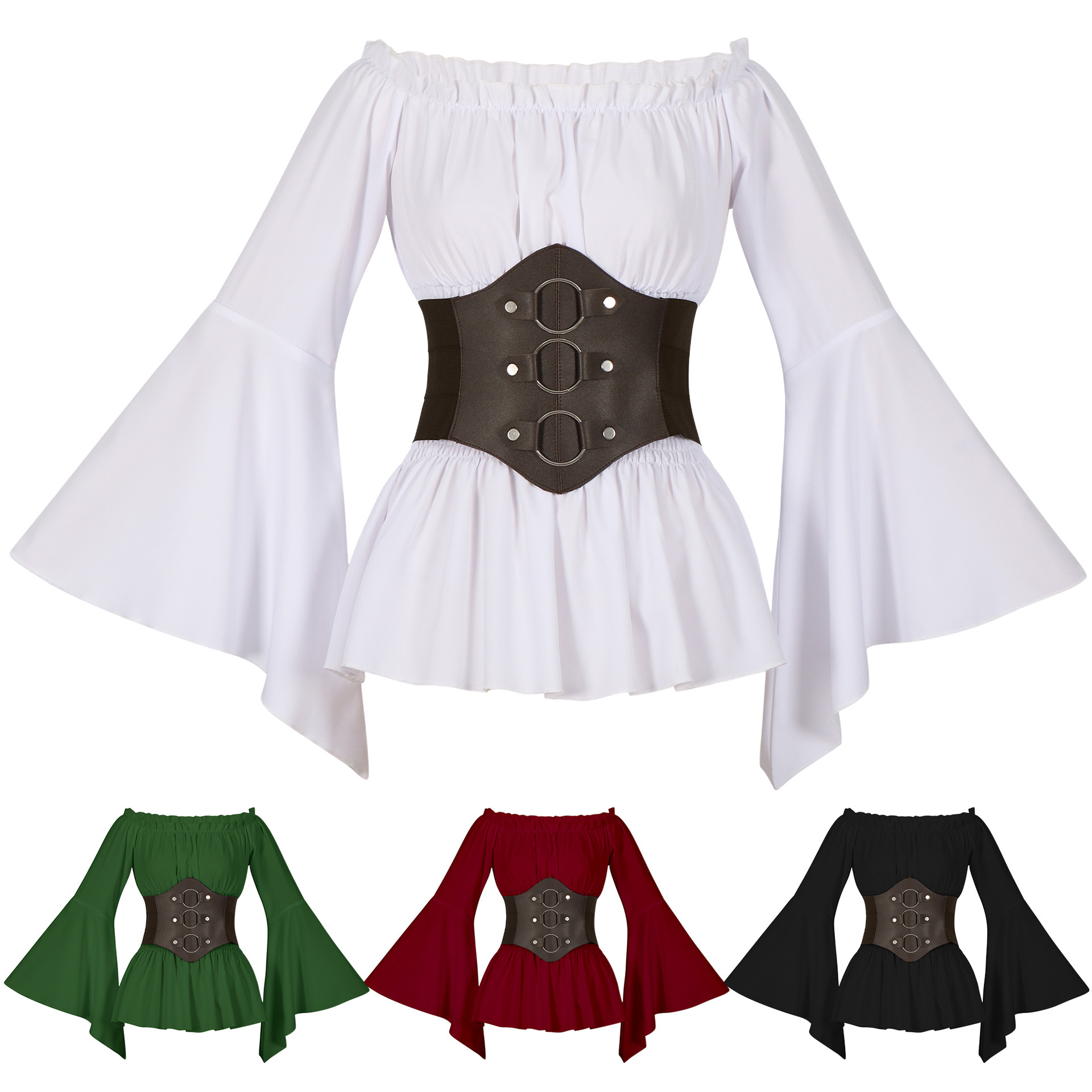 Blouses - Camisa Pirata Medieval Vitoriana, Blusas Casuais