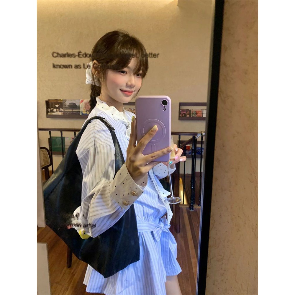 Korean Style A Line Shirt Dress - Vestido Camisa Feminino Coreano Estilo Colegial