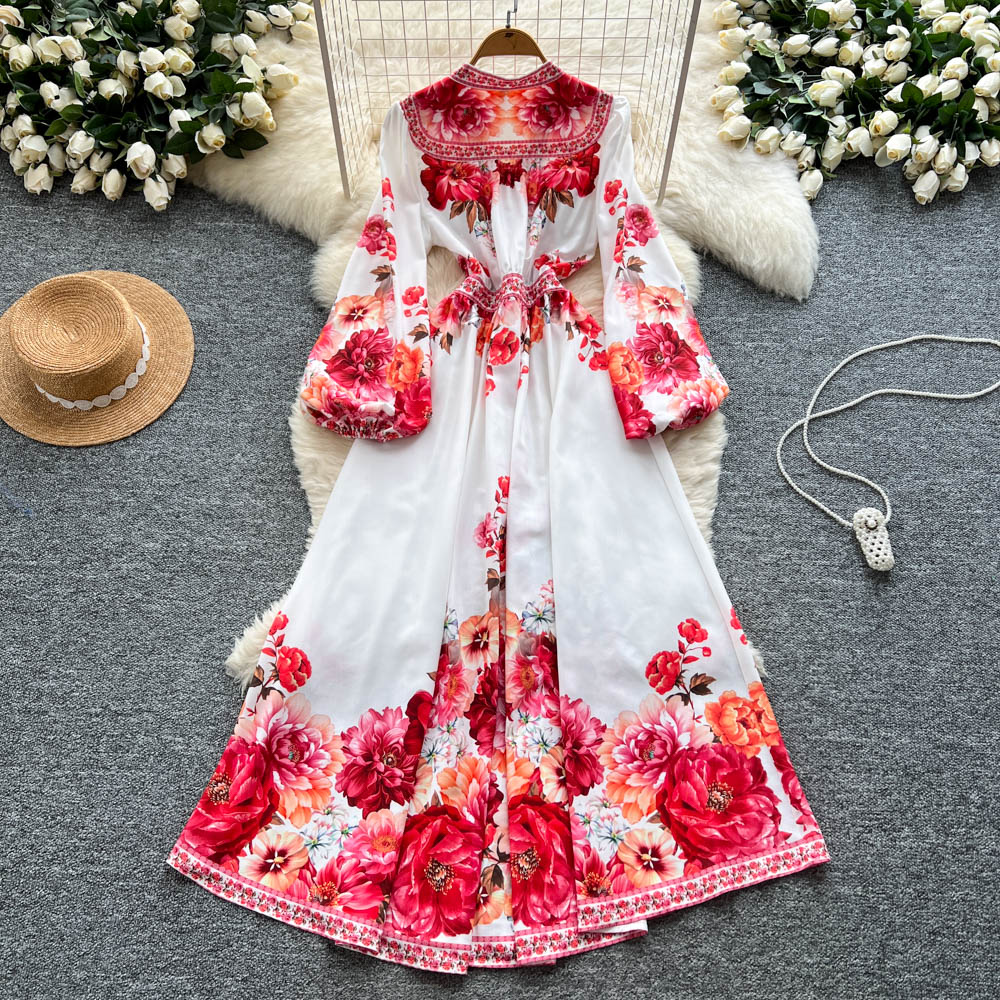Francês elegante vintage palác - French Vintage Floral Midi Dress avaliação e preço