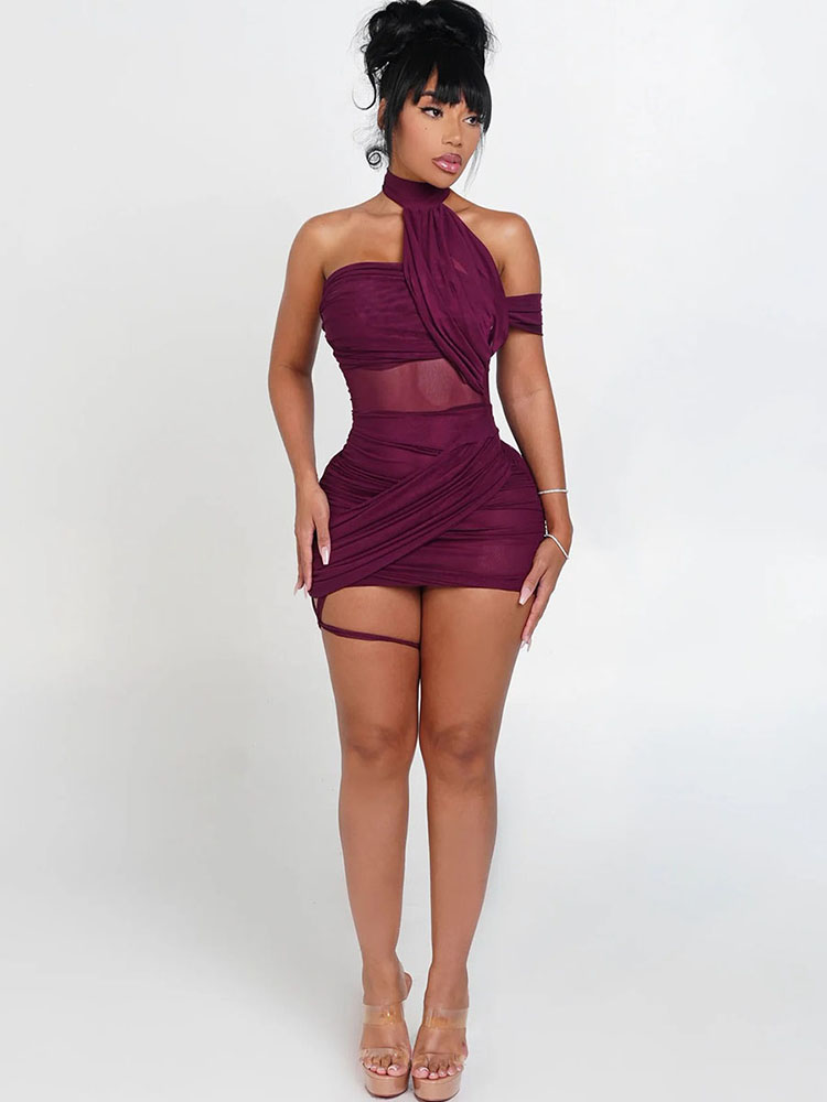 XTOCEAN Vestido Sexy Transpare - Y2K Backless Halter Mini Dress avaliação e preço